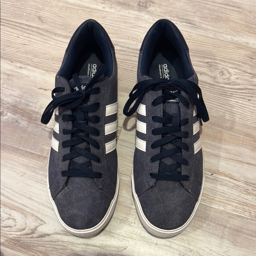 Adidas Men's Navy and White Sneakers